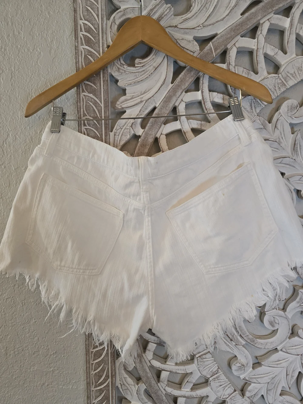 pistola White High-Rise Frayed Hem Denim Cutoff Shorts